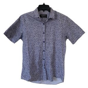 TOPMAN Mens Shirt Small Short Sleeve Blue and White Shells Button Up